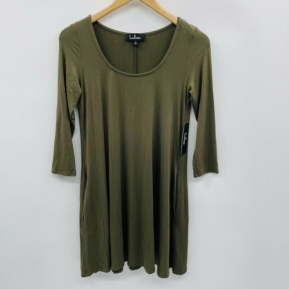 Lulus Womens Size Small 3/4 Sleeve Pullover Swing Dress Pockets Rayon Blend - Picture 3 of 8
